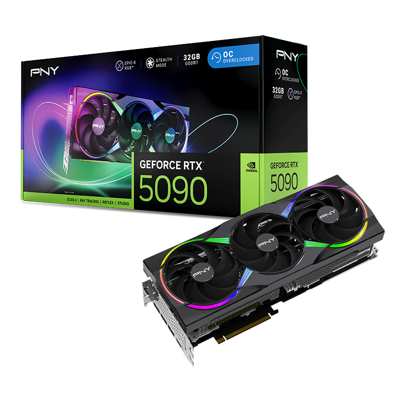 10-PNY-RTX-5090-ARGB-OC-EPIC-X-Triple-Fan-gr PNY GeForce RTX™ 5090 ARGB EPIC-X RGB™ Overclocked - Image 1