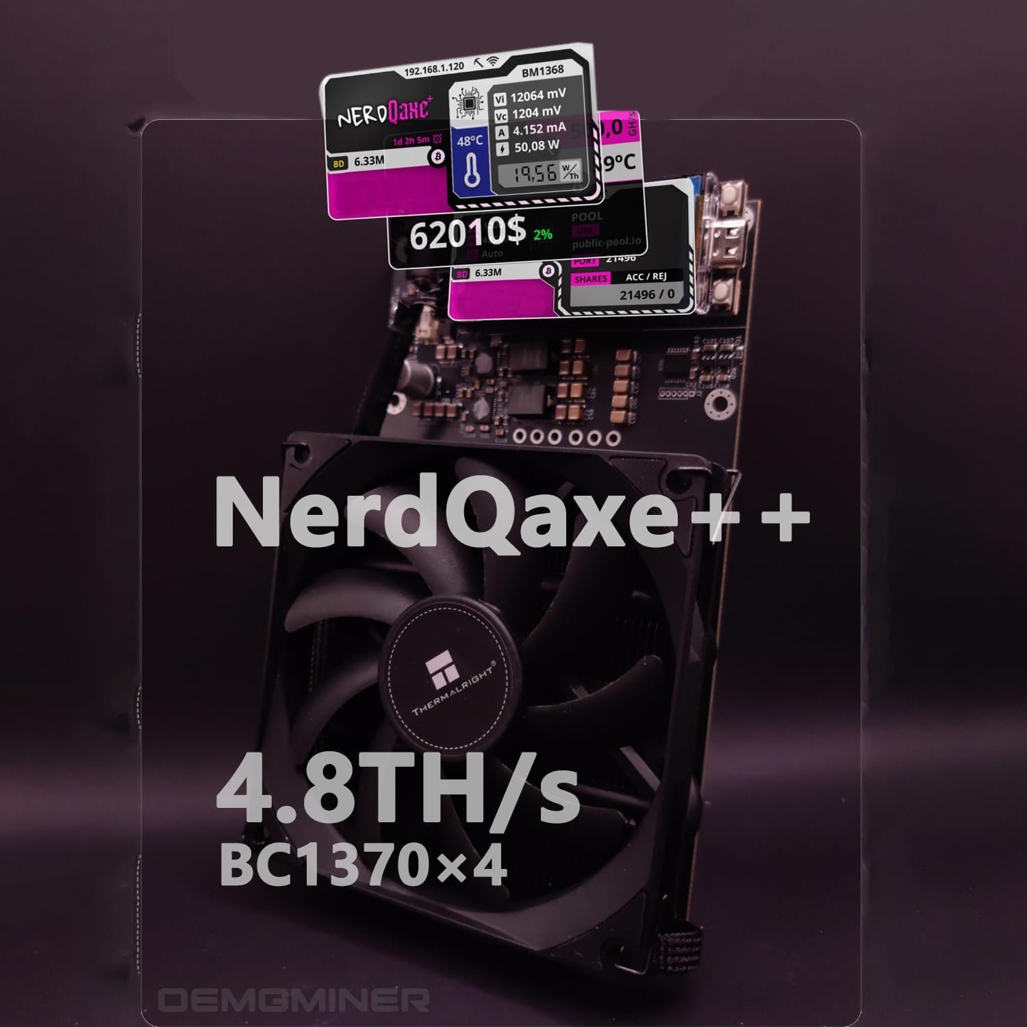 Bitaxe NerdQaxe++ 4.8TH/s Bitcoin Miner