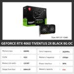 MSI RTX 4060ti VENTUS BLACK 2X 8G OC Gaming Graphics Card - Image 2