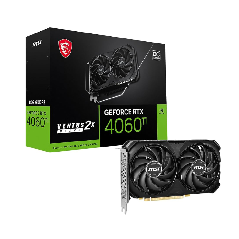 Untitled design (40) MSI RTX 4060ti VENTUS BLACK 2X 8G OC Gaming Graphics Card - Image 1